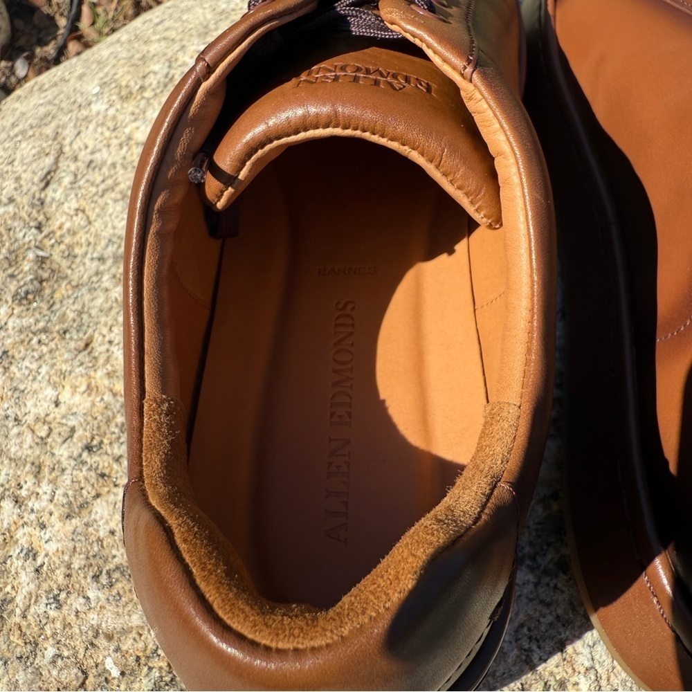 Allen Edmonds Men's Barnes Leather Low Top Sneakers Coffee Brown 12D Casual $375 - Picture 6 of 12